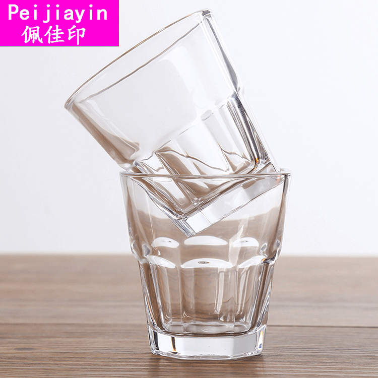 Glass octagonal tempered cup white material beer cup foreign wine cup anti-fall high temperature resistant glass cup