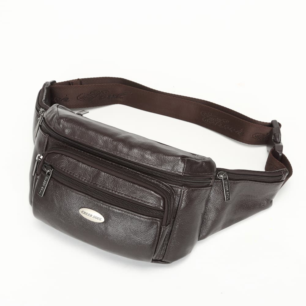 Genuine Leather Top-Grain Cowhide Close-Fitting Men's Casual Waist Bag Chest Bag Crossbody Bag Men's Bag