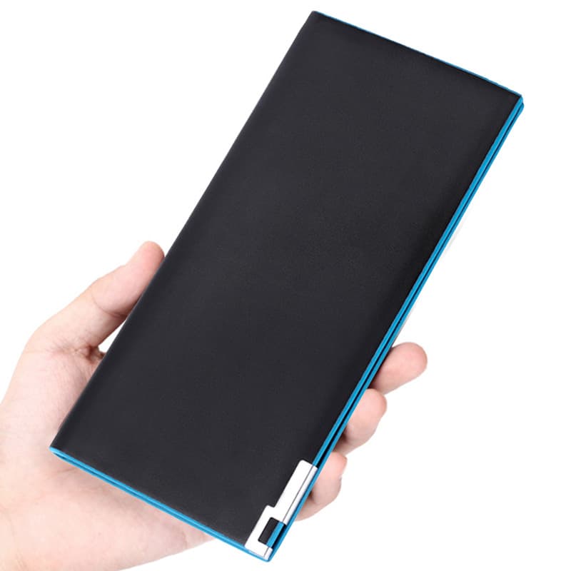 Men's Long Wallet Cross-Border Ecommerce Wholesale Korean Style Contrast Color Suit Wallet Multi-Card Slot Dollar Clip