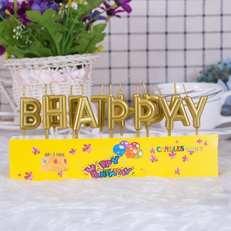 Birthday Candle Gold Plated Letter Candle Creative Candle Cake Smokeless Birthday Number