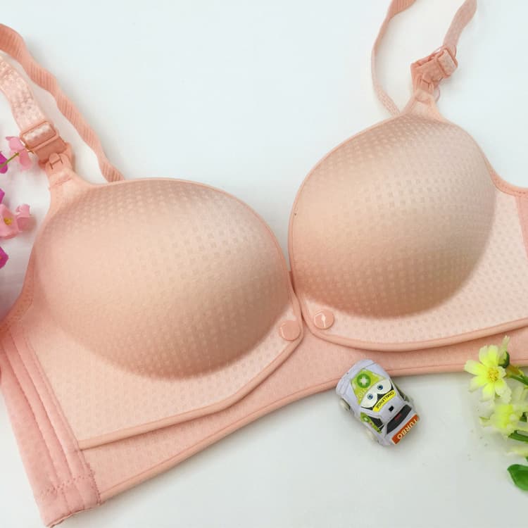 In Stock Maternity Nursing Bra Seamless Half-Cup Nursing Grid Front Closure Bra