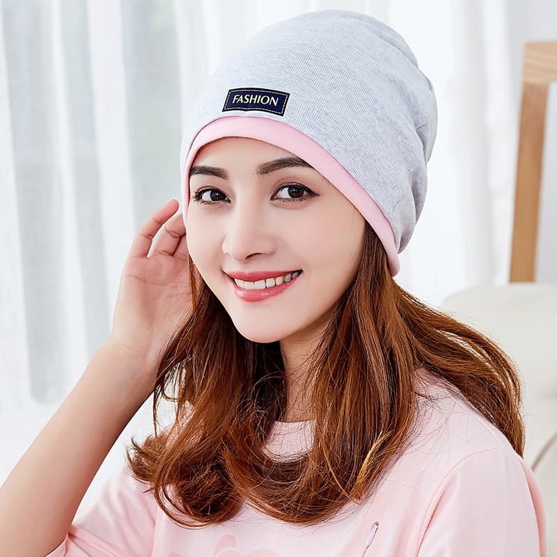 Knitted Cotton Double-Layer Bunchy Beanie Postnatal Hat Women's Hat Windproof Maternity Cap