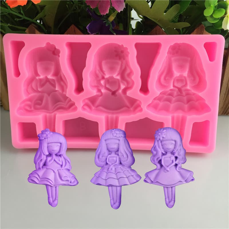 Princess Style Silicone Mold for Baking Chocolate Decoration Cake Tools Irregular Shape DIY Kitchen Utensils Pink Color