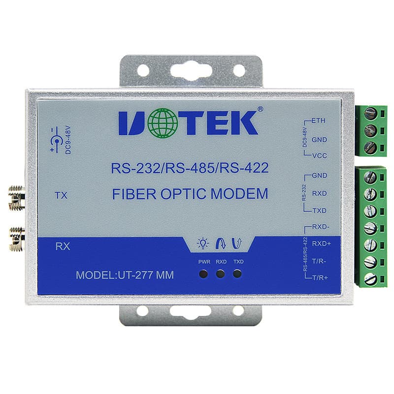 Yutai RS232/422/485 optical-electrical converter, fiber modem with SC, FC, ST interfaces UT-277MM.