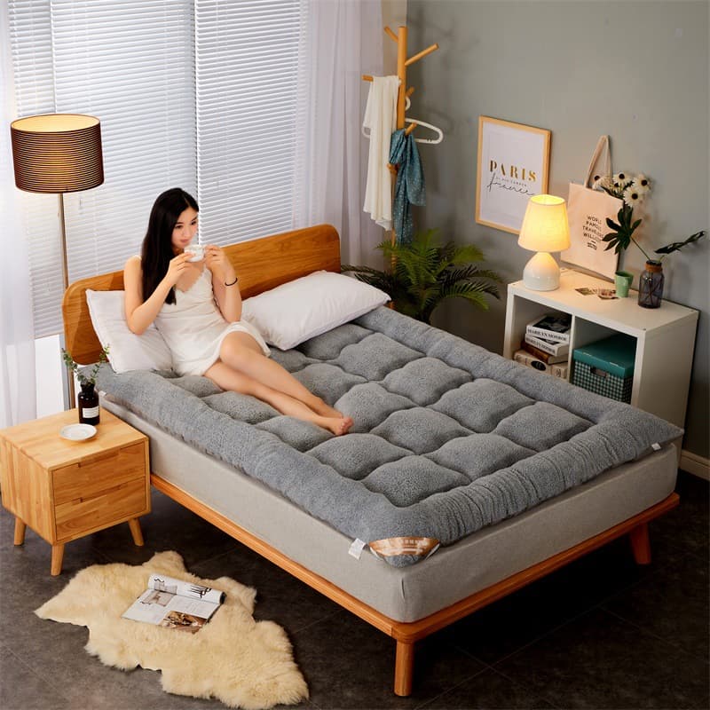 Lamb Fleece Soft Mattress, Winter Warmth Extra Thick Backrest Bed Pad for 1.5m/1.8m Beds, Dormitory Single/Double Use