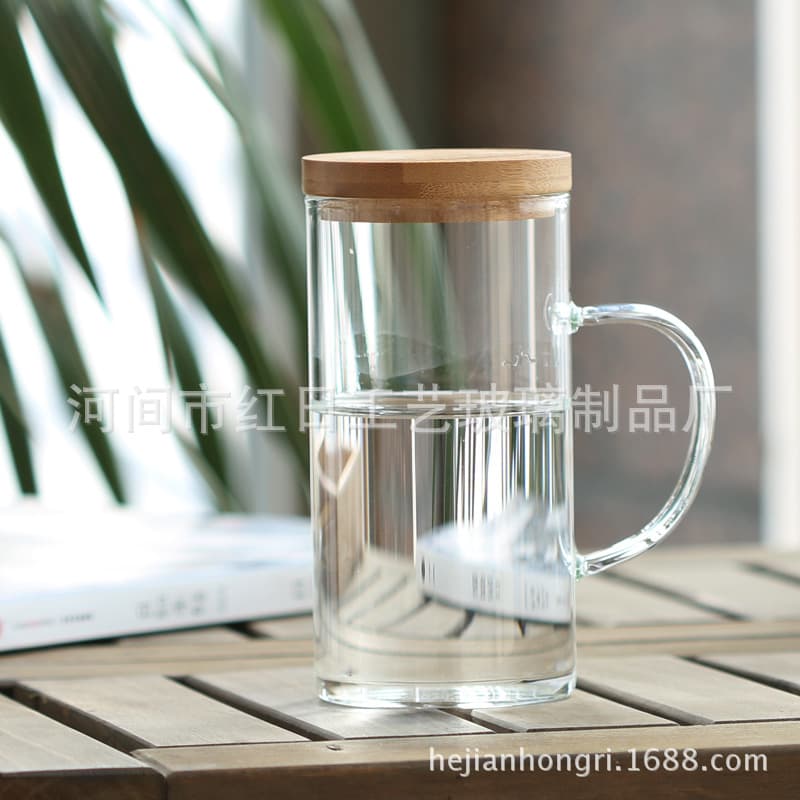High-Temperature Resistant Glass Cup, Floral Tea Cup, Water Cup, Tea Set Cup, Drinking Cup with Lid, Tea Cup for Brewing Tea, Bamboo Lid Cup