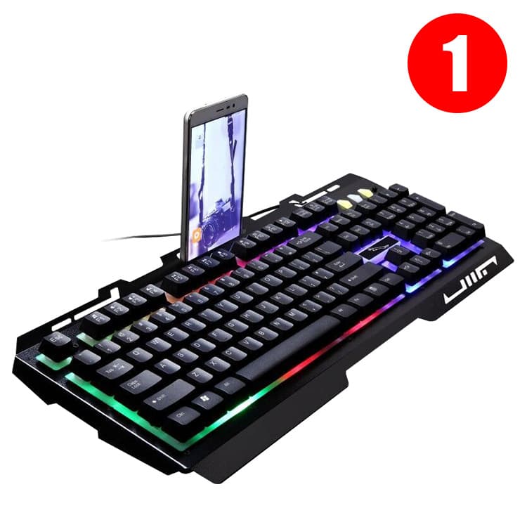 G700 Wired Gaming Keyboard Mechanical Metal Luminous Mobile Phone Holder Laptop Computer 104 Key USB Interface