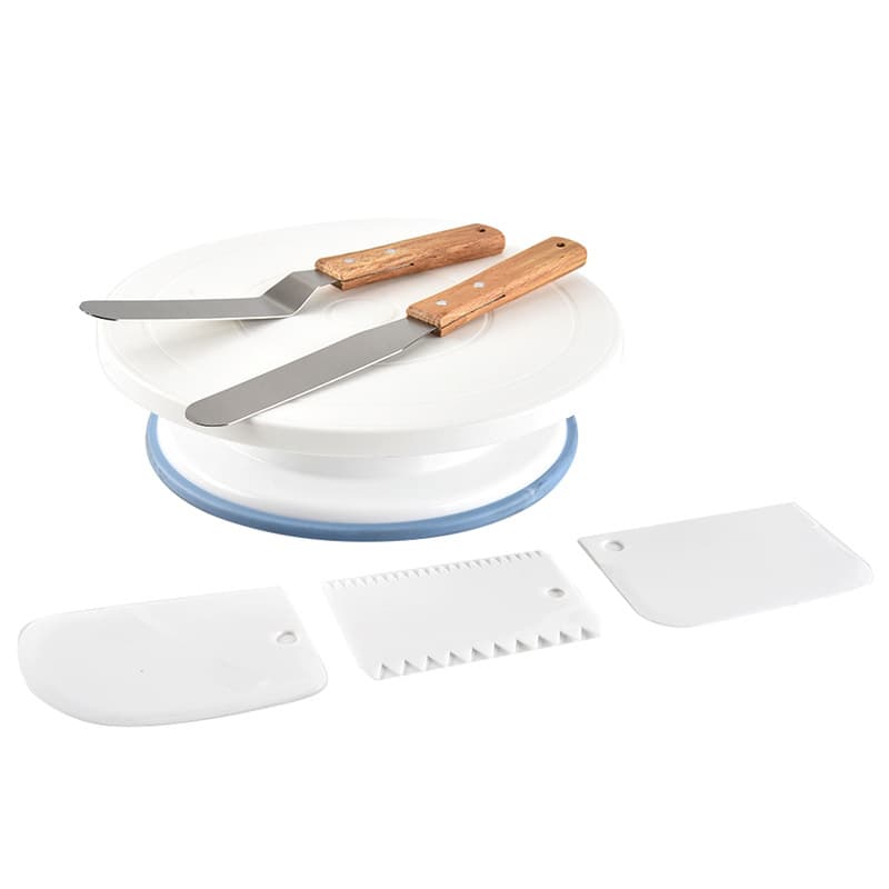 Manual rotating cake turntable 6-piece set baking tools scraper cake turntable plastic decorating table in stock