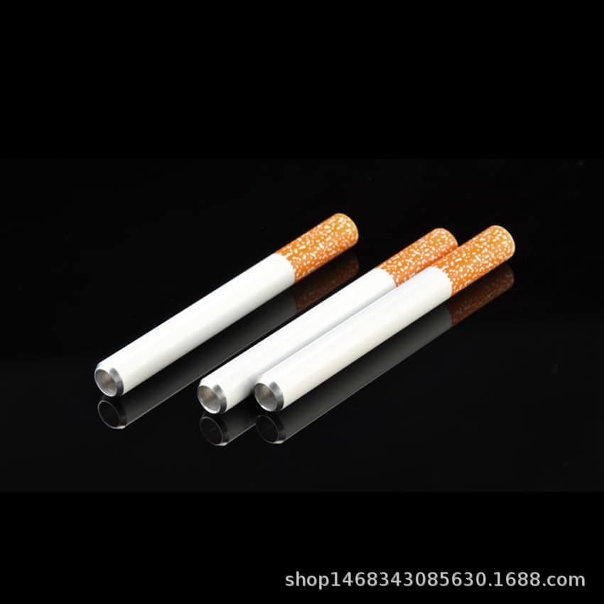 Factory Direct New Cigarette-shaped Long Smoking Pipe Length 78mm Aluminum Alloy Pipe 100 Pieces per Box