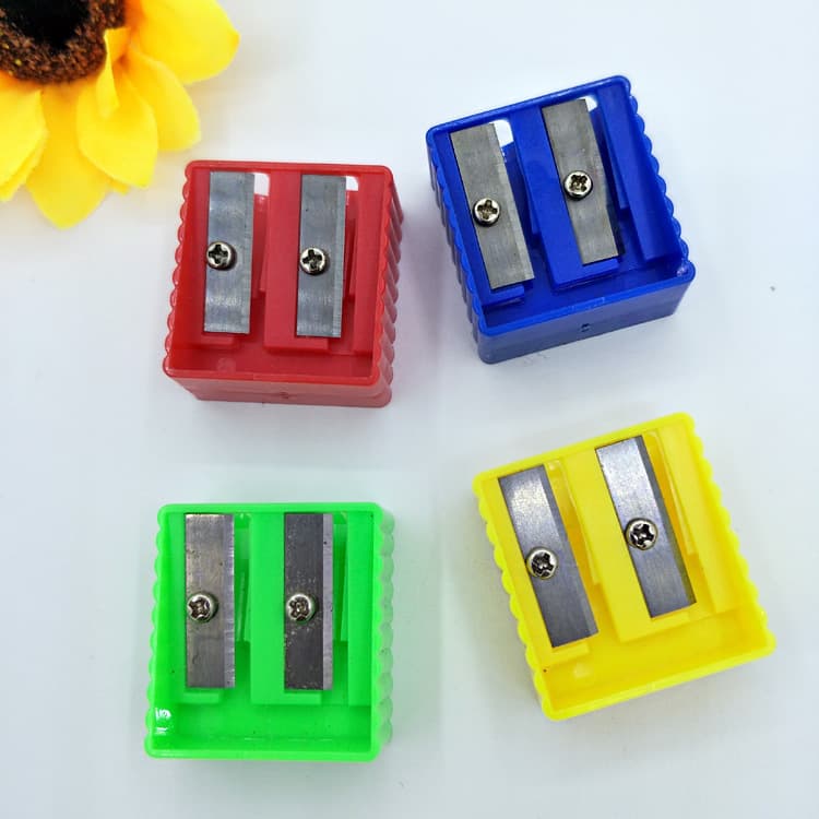 Square dual-hole pencil sharpener with large and small holes, simple and practical children's pencil sharpener