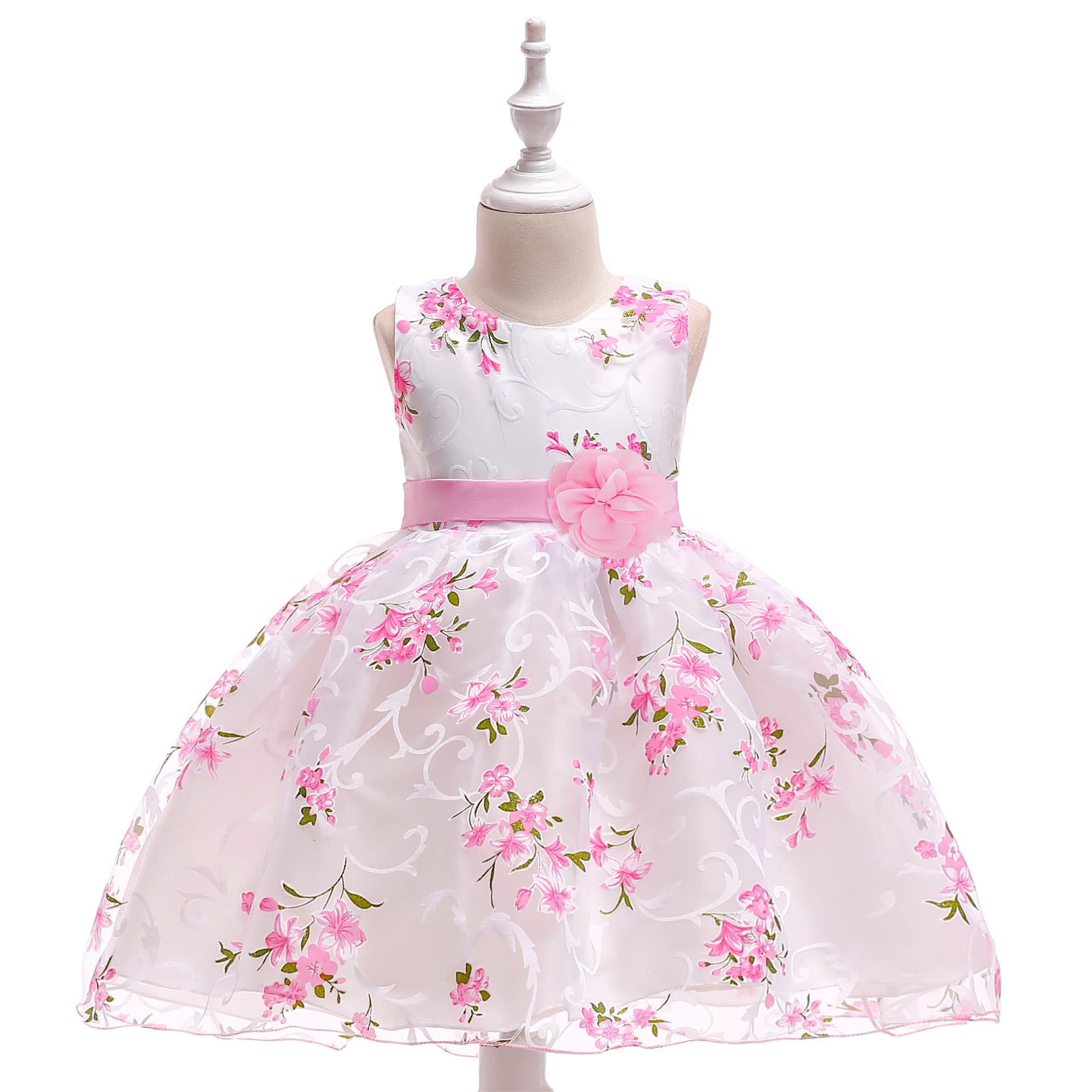 Embroidered Princess Dress Children's Evening Gown Show Off Wedding Dress Girl's Dress Cotton Blend Fabric Summer Spring