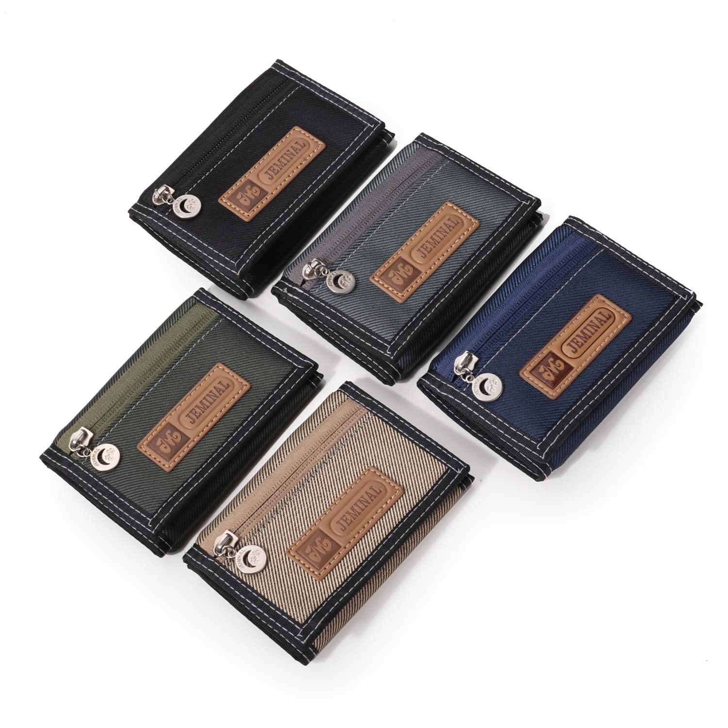 Jamie Road Korean version of solid color Youth Men's wallet short 3 fold canvas sports leisure student wallet foreign trade supply