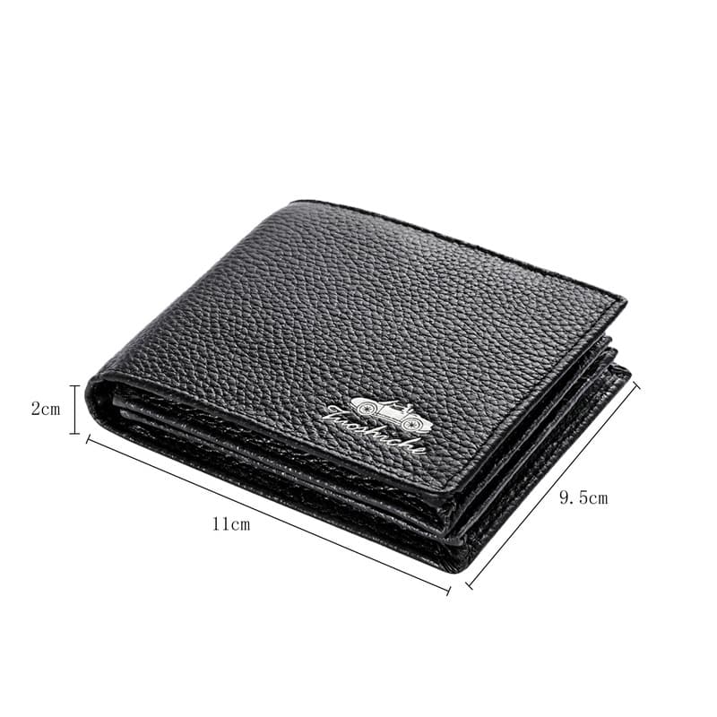 Men's Short Wallet with Reinforced Edges, Thickened Korean-Style Business Cowhide Billfold, Vertical Multi-Card Slot Leather Wallet for Middle-Aged and Young Men