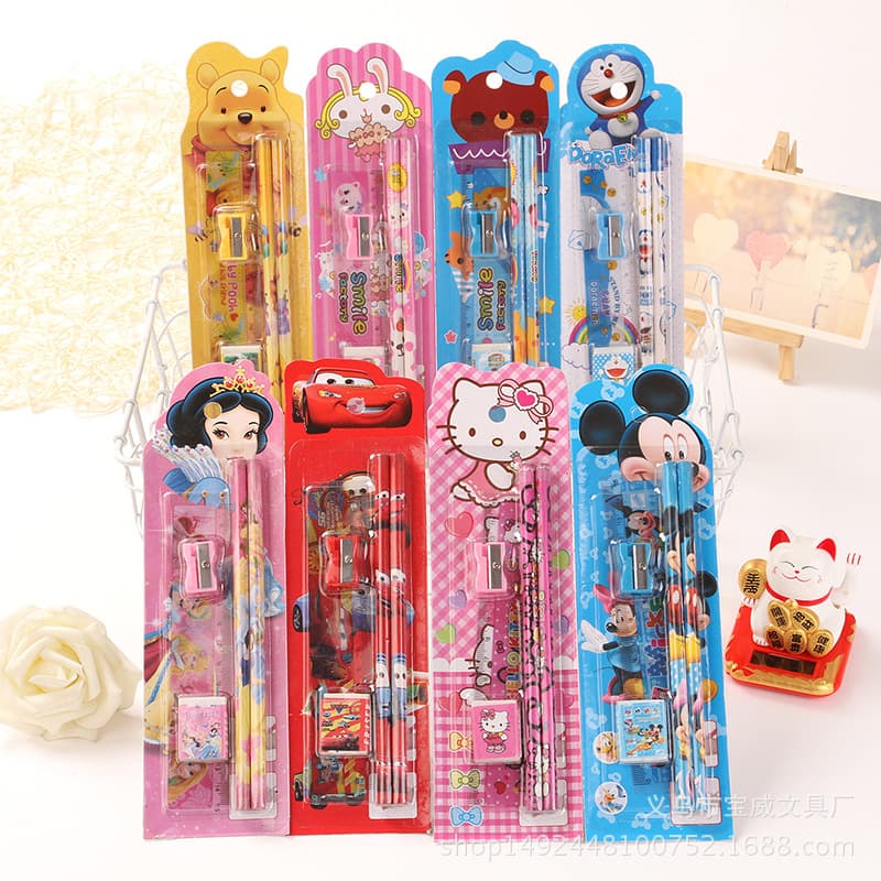 Factory Direct Stationery Set Five-Piece Set Kindergarten Prizes Elementary Student Learning Supplies Value Gift Wholesale