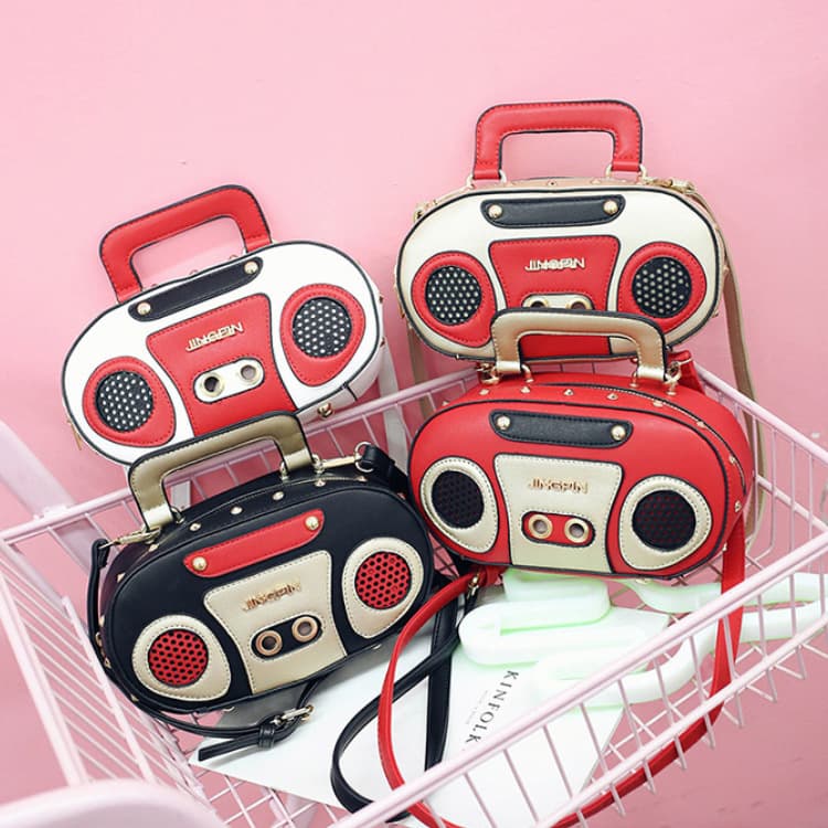 Children's Personality Retro Radio Women's Bag New Fashion Women's Handheld Rock Style Shoulder Bag Crossbody Small Bag Trendy