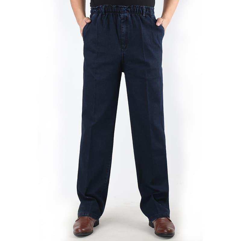 Factory Hot Sale Casual Men's Plus Size Pants 2021 New Arrival Men's Elastic Waist Long Jeans Wholesale