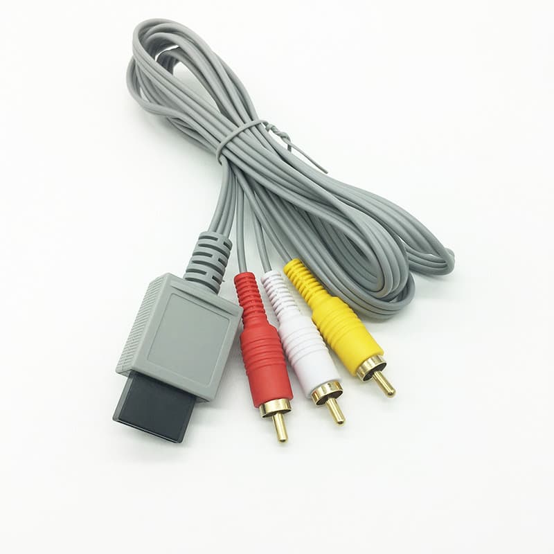 Compatible with Nintendo Wii AV Cable 1.8m Gray Gold-Plated Nintendo Console Wii AV Cable 1.8m