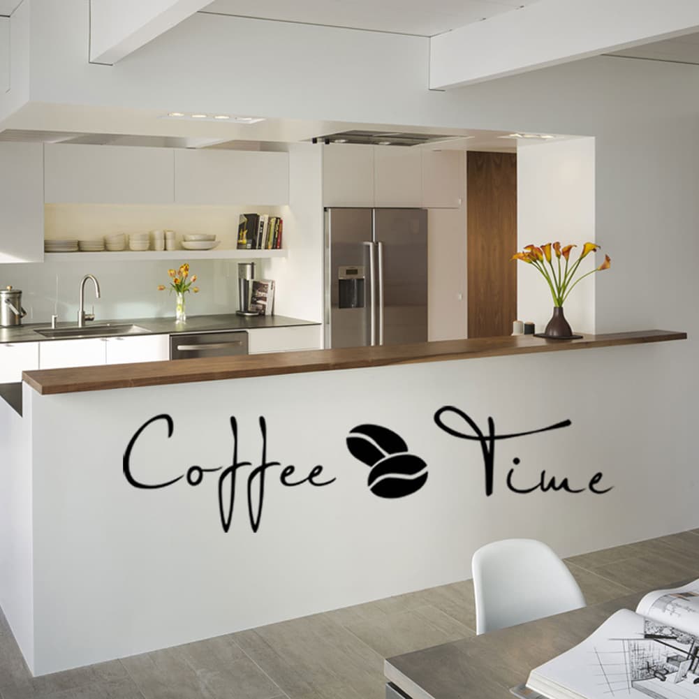 eaby New Arrival English Coffee Time Cafe Kitchen Home Decor Carved Wall Sticker Wholesale KS238
