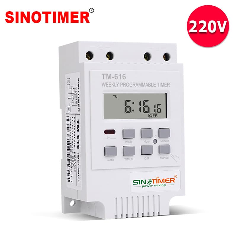TM616W-2 White Programmable 7-Day Week Street Light Time Control Timer Switch, Time Controller 220V