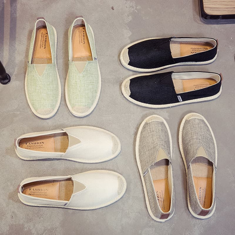 Canvas Shoes Men Low Top Slip-On Lazy Shoes Linen Men Shoes Old Beijing Cloth Shoes Summer Casual Fisherman Shoes Wholesale
