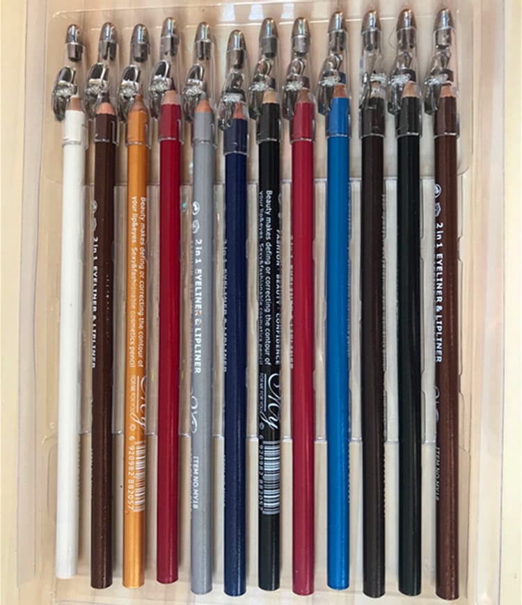 Meiyi MY Colored Wooden Pencil 12-Color Mousse Eyeliner Eyeshadow Highlighter Pencil with Sharpener MY18