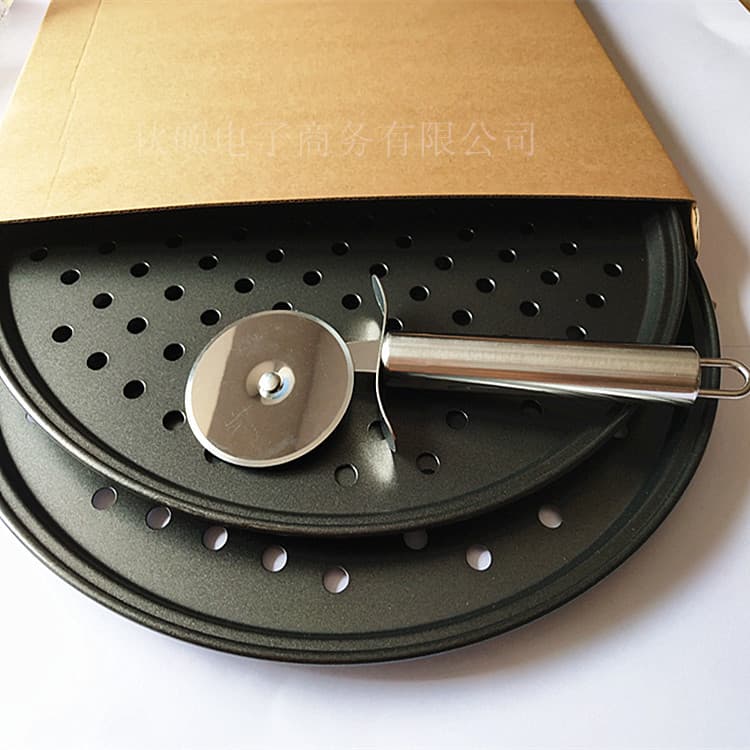 Baking utensils 12-inch pizza baking pan pizza plate pizza cutter set FDA coating