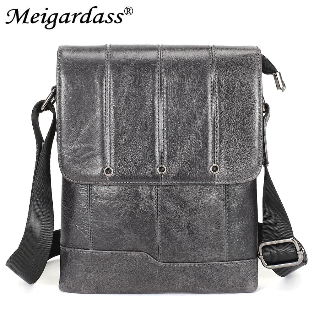 Genuine Leather Men's Retro Cowhide Crossbody Bag Vertical Solid Color Flap Shoulder Bag Top Layer Cowhide Men's Bag