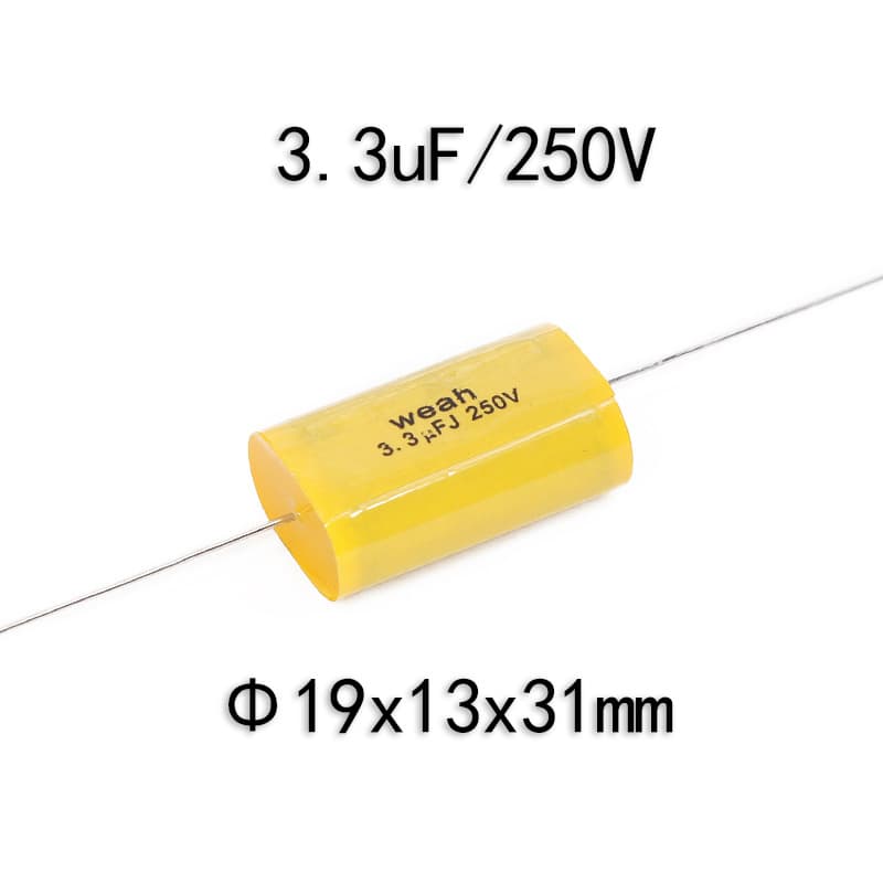 Factory Direct 250V 3.3uF WEAH Audio Crossover Capacitor Yellow Flat Non-Polar Axial Tweeter Capacitor