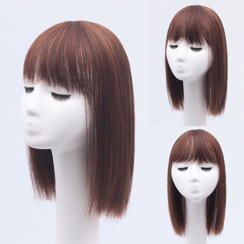 Wig Women's Air bangs replacement block high temperature Silk women's replacement block lengthened straight hair chemical fiber wig factory wholesale