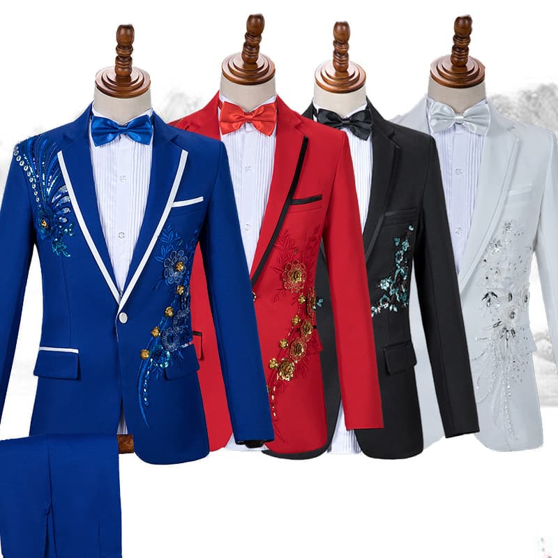 Costume Sequined Suit Stage Chorus Men's Dress Singer Host Costume Men's Adult Suit
