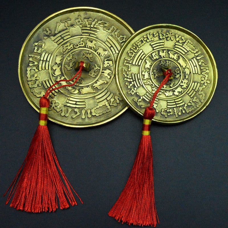 Retro brass mirror makeup pure copper Bagua mirror metal crafts copper mirror antique bronze decorative ornaments movie props