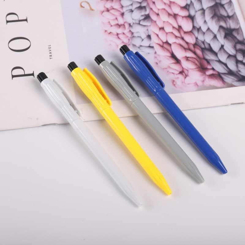 Plastic push-button ballpoint pen Yiwu advertising pen customized ballpoint pen 202 stationery manufacturer can print logo