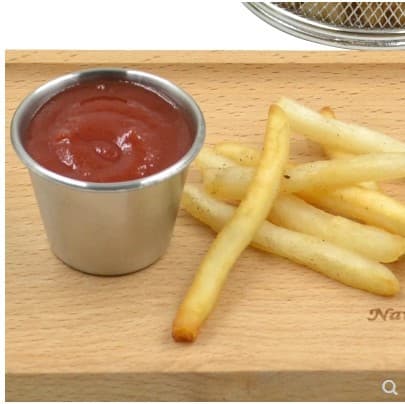 Hotel Western Restaurant Stainless Steel French Fries Basket Sauce Cup Salad Small Bowl Sauce Ketchup Black Pepper Mustard Sauce Dish