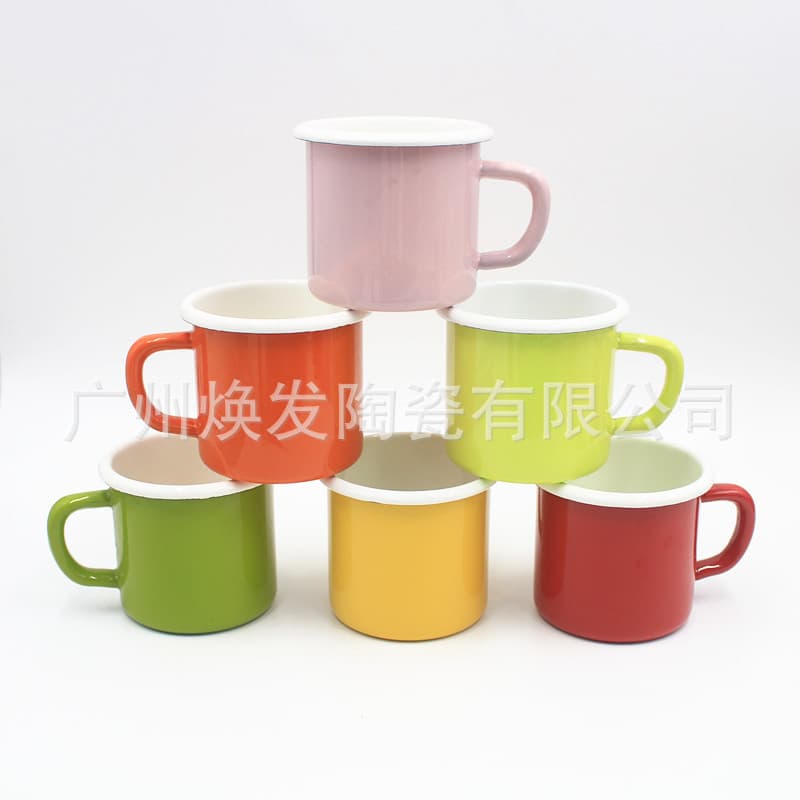 Nordic American Enamel Cup Japanese 6cm Mug Children's Cute Milk Breakfast Cup Simple Art Coffee Cup
