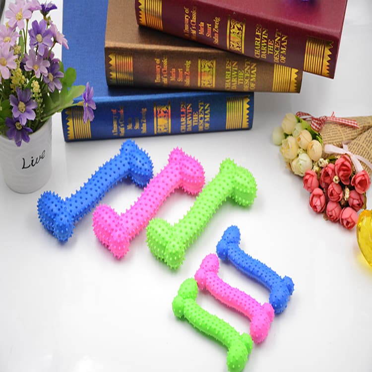 Pet Toy TPR Dog Toy Large and Small Bone with Spikes for Teeth Cleaning and Chewing Resistance, Factory Stock