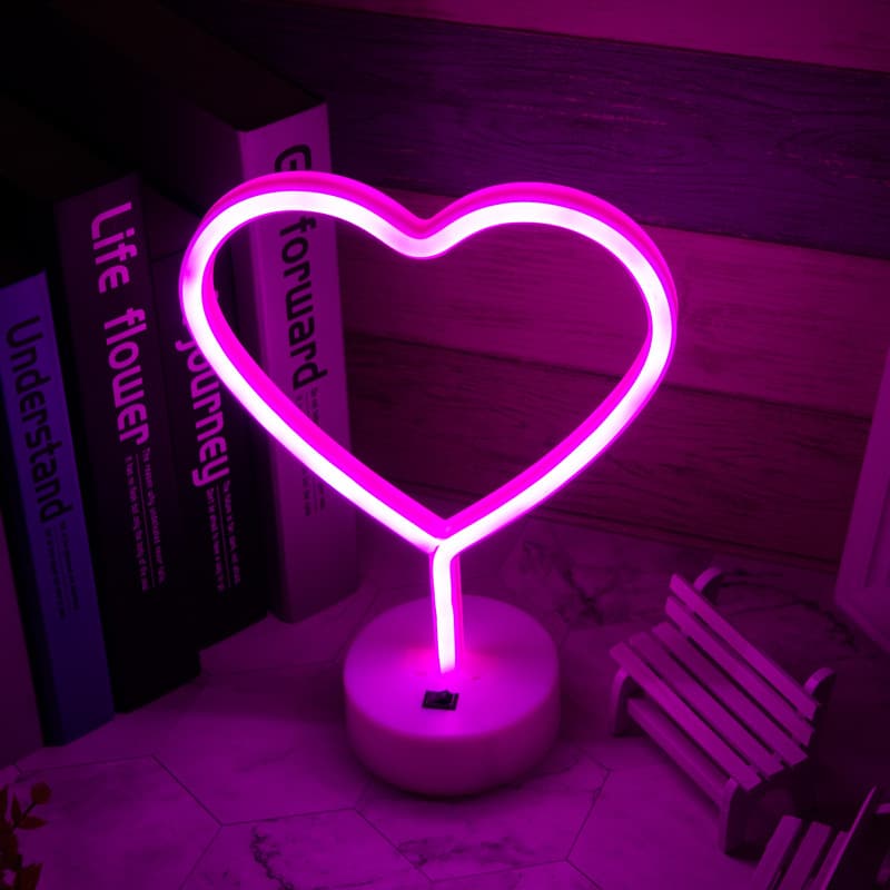 Neon LED Night Light, Ins-Style Indoor Room Decoration, Battery Base and USB Dual Power