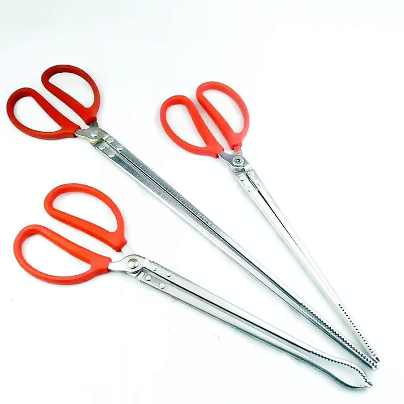 Stainless Steel Trash Pickup Claw Small Fish Clamp Straight Head Snake Clamp Serrated Lobster Clamp Crab Mudskipper Fish Clamp