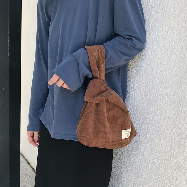 Autumn/Winter Corduroy Stitched Wristlet, Wrist Bag, Minimalist Everyday Carry, Coin and Key Pouch