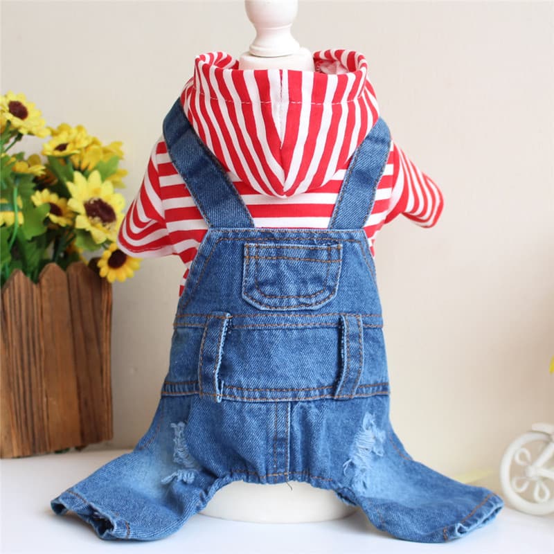 2018 pet clothes spring/summer teddy bear dog four-legged Denim jumpsuit shell pet new wholesale