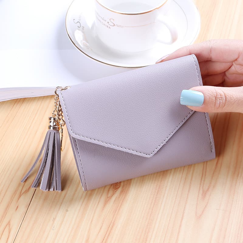 Fashionable Cropped Mini Wallet For Women Cute Style Tassel Student Ladies Wallet Style Korean Version Compact Money Holder