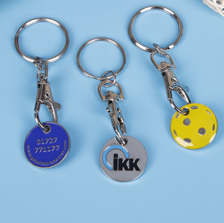 Cross-border metal token buckle supermarket cart buckle shopping coin polygonal euro logo keychain pendant graduation season