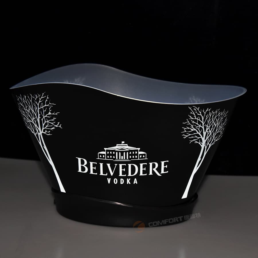 Factory Direct Large Capacity Glowing Ice Bucket PP Drop-Resistant Plastic Ice Bucket with Spray Painting and Laser Engraved Logo Wine Bucket