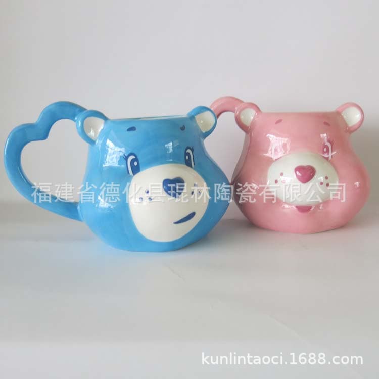 Dehua Special-Shaped Cup Factory Processing Customized Ceramic Cup Cartoon Bear Cup Painted Ceramic Cup Anime Cup Bear Cup