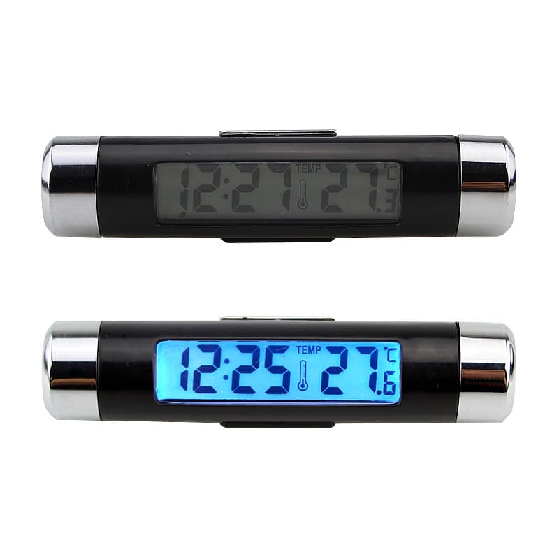 LED Luminous 2-in-1/3-in-1 Car Clock Thermometer with Air Vent Clip, Model K01