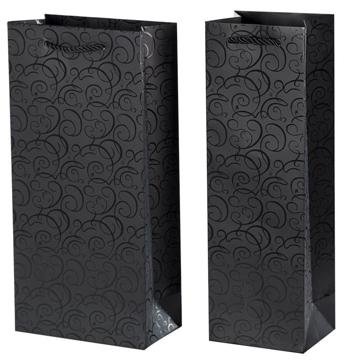 Black UV Pattern Wine Paper Bag, Single/Double Bottle Handle Bag, Cigarette Handle Bag, Red Wine Thickened Gift Bag