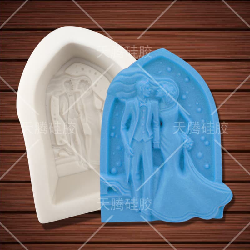 Handmade Wedding Cake Silicone Mold Soap Mold Sugar Art Tool Irregular Shape Baking Tools for Bride Groom Couple DIY Crafts