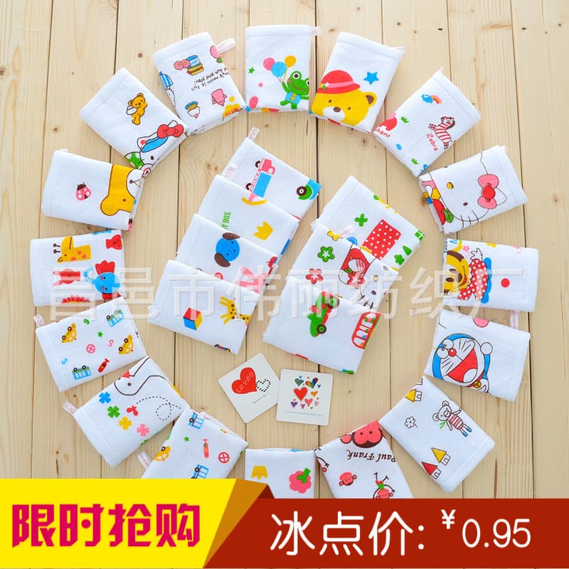 Square infant gauze bibs, pure cotton baby towels with hooks, 25*25 cm handkerchiefs.