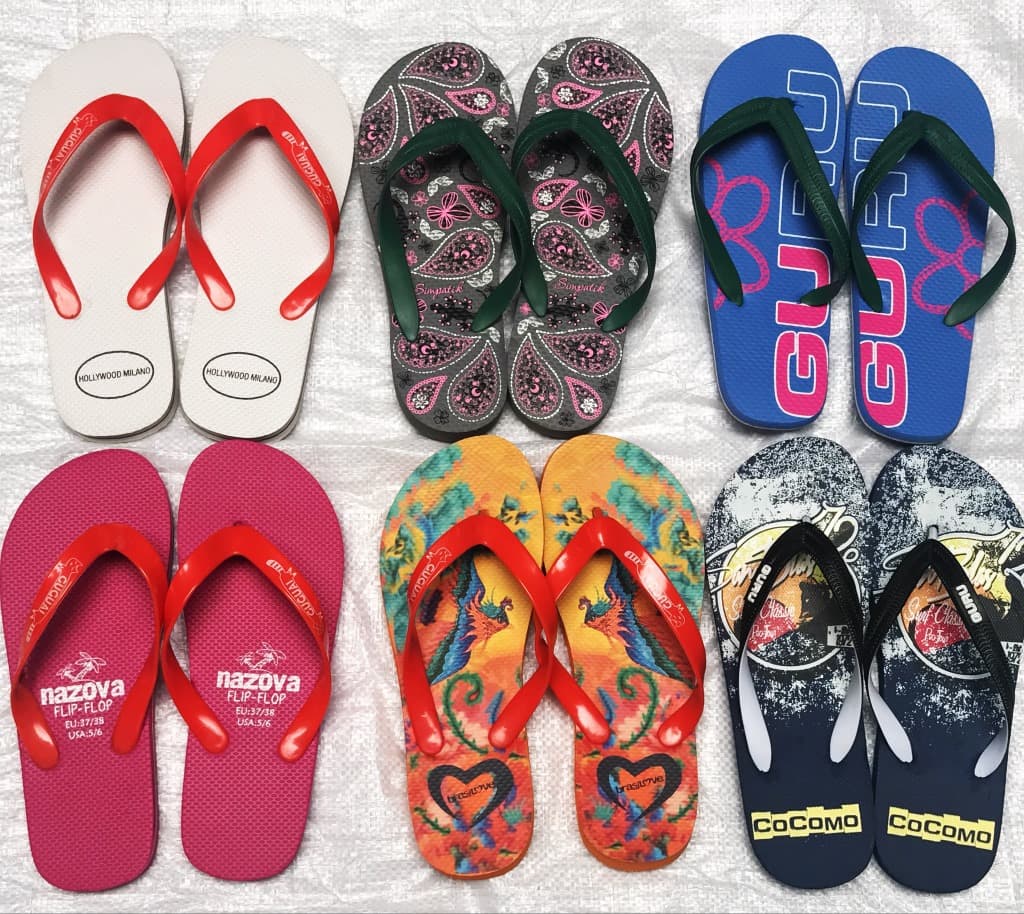 Export Wholesale Street Stall PE Thong Surplus Flip Flops for Men Women Kids