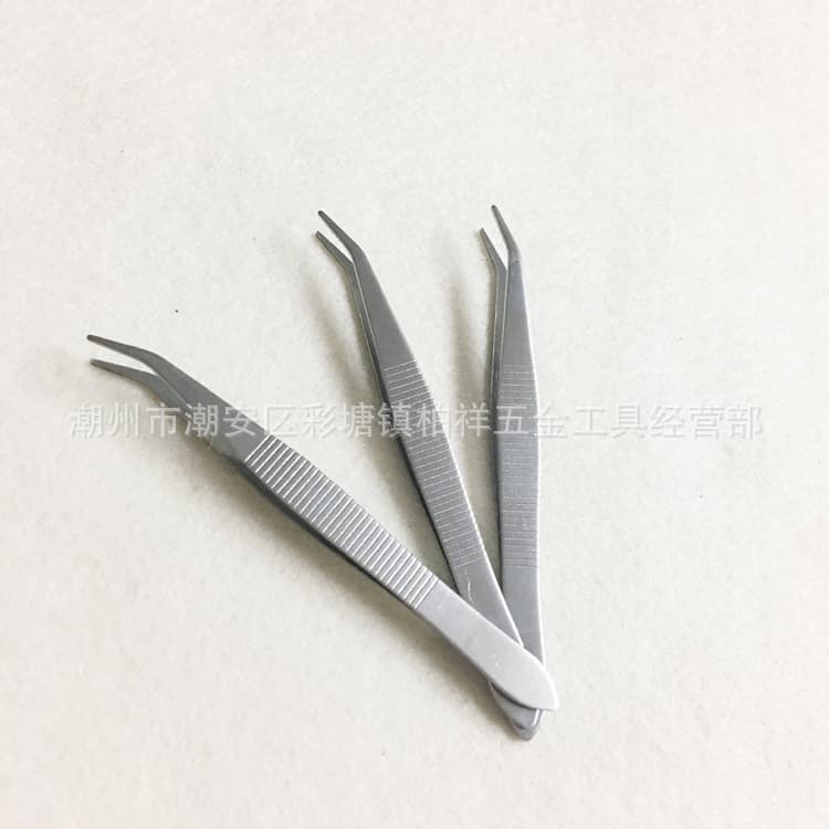 Small tweezers stainless steel tweezers 8 cm elbow tweezers diy non-slip tweezers meaty microscopic clip diamond painting tool