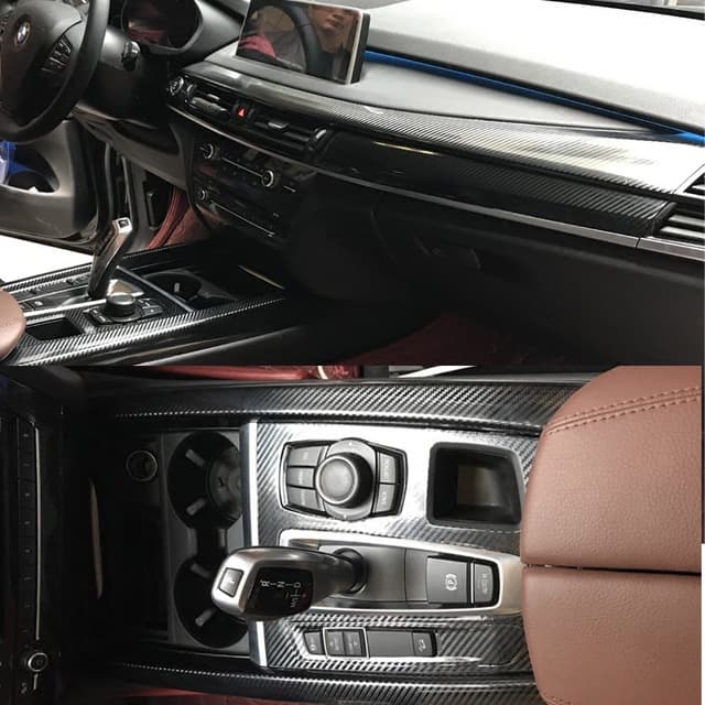 08-18 BMW X5 X6 F15 F16 Interior Carbon Fiber Decal Film Center Console Decoration Gear Shift Panel Sticker